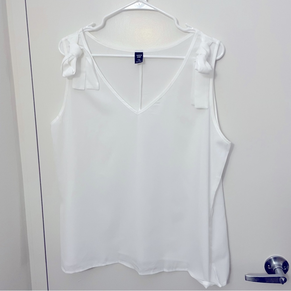 **NWOT** White blouse with shoulder tie embellishment